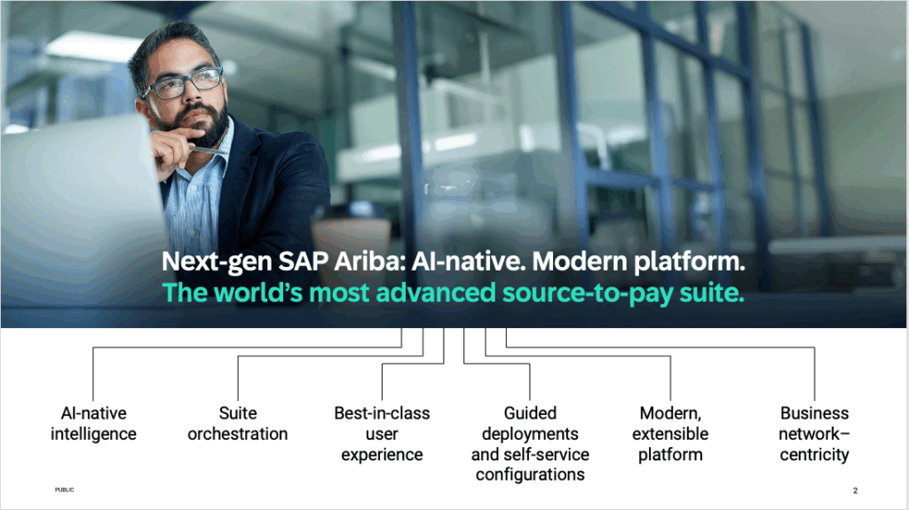 Next-gen SAP Ariba: AI-native. Modern platform. The world’s most advanced source-to-pay suite.
